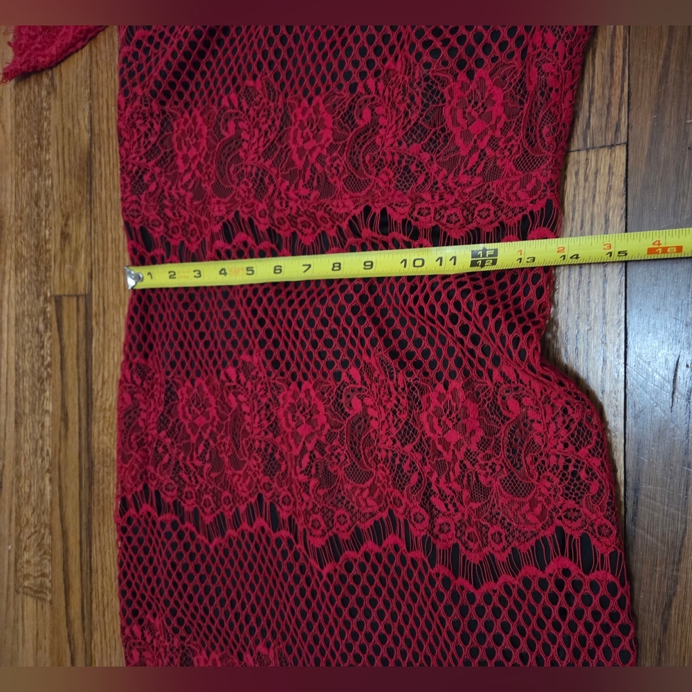 Thalia Sodi Red Lace Midi Dress Small - Picture 15 of 15